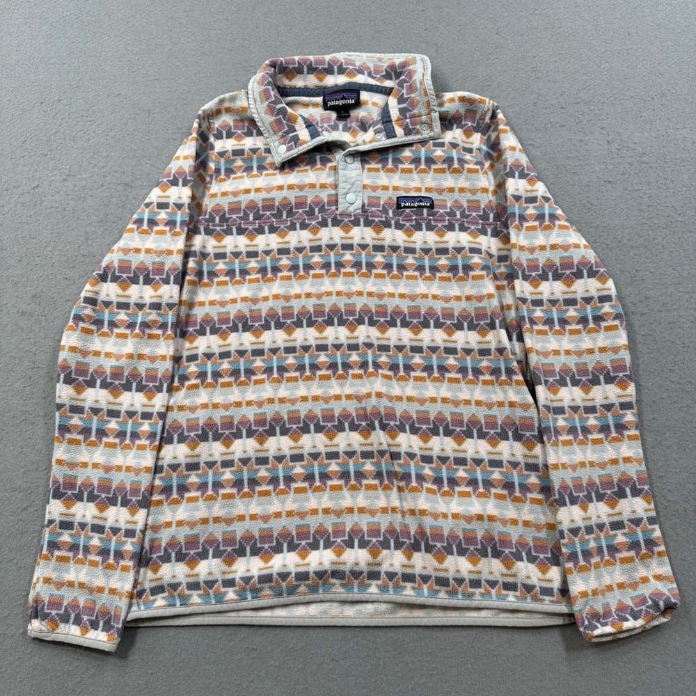 Patagonia Sweater Womens Large Micro D Snap-T Fair Isle Print Pullover Fleece